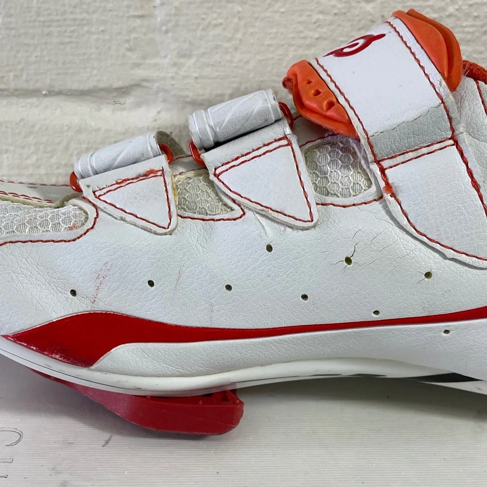 Peloton Cycling Indoor Shoes Bike Cleats White Orange Women's Size 9 US/40 EU